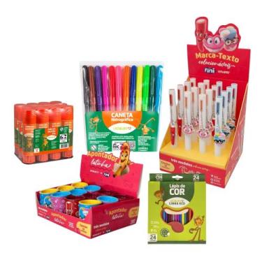 Imagem de COMP Kit Escolar Criativo com Marca-Texto, Apontador, Hidrocor, Lápis 