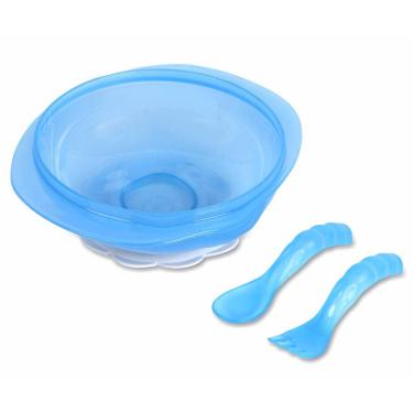 Imagem de Kit Prato Bowl Dermiwil com Talheres Azul