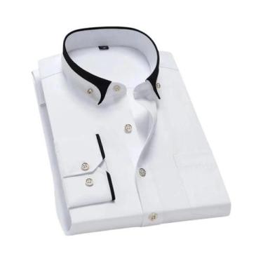 Imagem de Camisa Social Masculina Rosa Antirrugas Com Botões De Diamante, Manga 