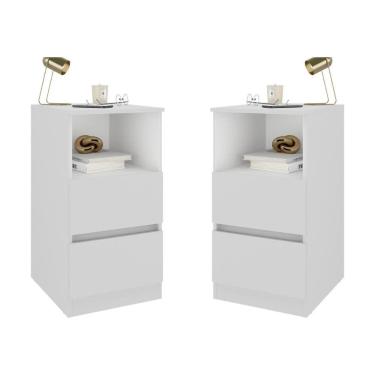 Imagem de Kit 2 Mesas de Cabeceira 38,5cm 2 Gavetas Multimóveis MP4501