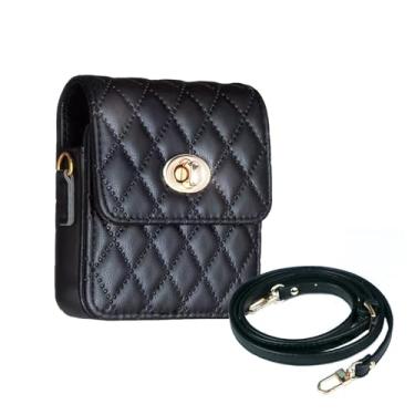 Imagem de Bolsa transversal universal para celular feminina mini bolsa de ombro para Samsung Galaxy Z Flip Series e Motorola Razr etc, Preto, S: 3.3 x 3.85 x 1.33 inches