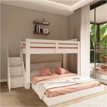 Imagem de Beliche Casal Montessoriano Family Star Plus Casatema Branco