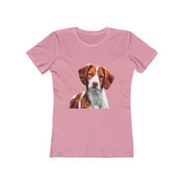 Imagem de Camiseta feminina de algodão torcido Brittany Spaniel 'Gunner' da Doggylips, Rosa claro sólido, P