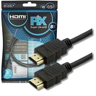 Imagem de Cabo Hdmi 2.1 0,5m 8k 4k Ultra Hd 120hz Gold Pix Gamer