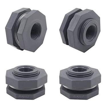 Imagem de Horiznext NPT1/2 encaixe de anteparo de PVC, conector de tubo de plástico para tubo de chuva adaptador de mangueira de jardim kit torneira tanque de água balde de drenagem galão (pacote com 4 peças)
