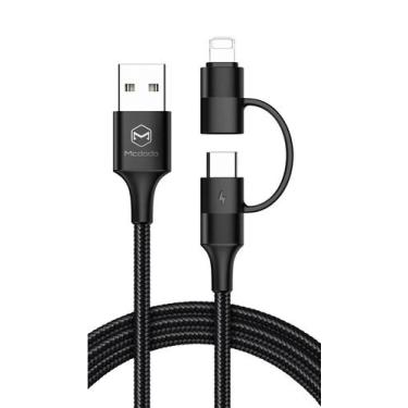 Imagem de Cabo carregador  e dados 2 em 1 USB Tipo C Lightning 3A 1,2M - Mcdodo