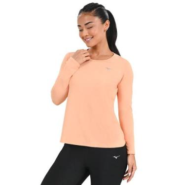 Imagem de Camiseta Manga Longa de Corrida Feminina Mizuno Pro Uv +50, Laranja, G