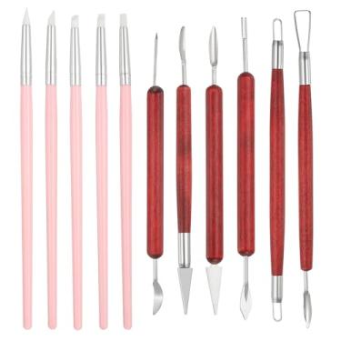 Imagem de YOKIVE 11 ferramentas de escultura de argila de silicone de 5 mm, ferramentas de argila de polímero, ferramenta de modelagem de argila, ótima para pintura artesanal de argila de cerâmica (rosa branco)