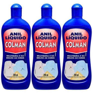 Imagem de KIT 03 ANIL LIQUIDO COLMAN 200ml BRANQUEIA E DÁ BRILHO AS CORES - Reck