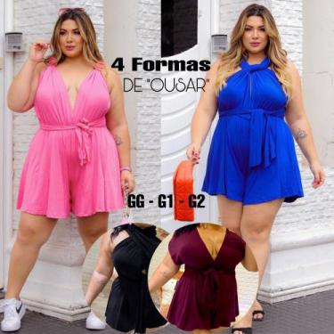 Imagem de Macaquinho Plus Size 4 Em 1 Macacão Tecido Grosso Gg G1 G2 - Wild, Ros