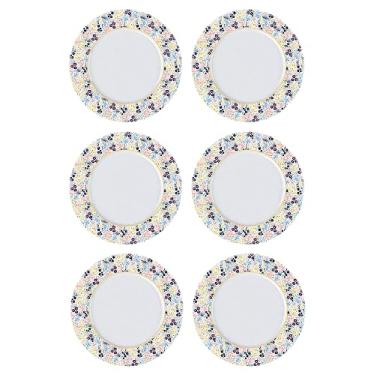 Imagem de Conjunto de prato raso em porcelana, modelo Versa, CottageCore, Ø 28 cm, 6 unidades, Germer, Branco com detalhes floral