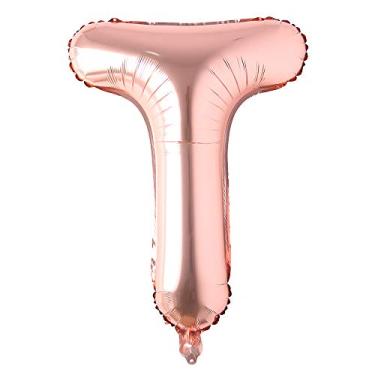 Imagem de 101,6 cm letra ouro rosa alfabeto número balão folha Mylar festa casamento despedida de solteira aniversário chá de panela formatura aniversário celebração decoração braguilha com hélio (100 POLEGADAS