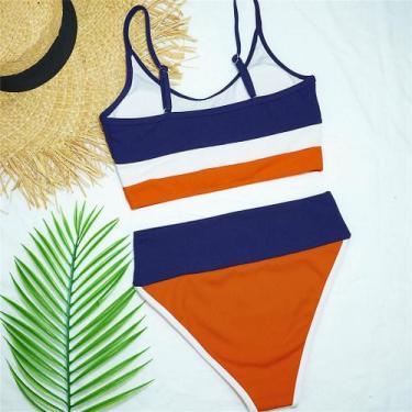 Imagem de Moda feminina emenda push-up sutiã acolchoado biquíni conjunto maiô ma