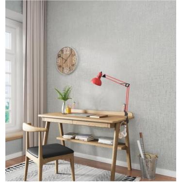 Imagem de Papel de parede de linho texturizado não tecido impermeável e resistente a manchas papel de parede autoadesivo para sala de estar e quarto cinza claro 53 * 950 cm