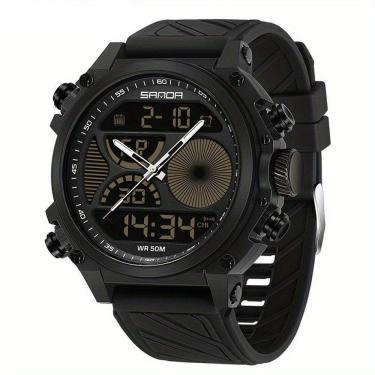 Imagem de Relógio Esportivo , 5atm à Prova D'água, Exibição Digital E Analógic Preto