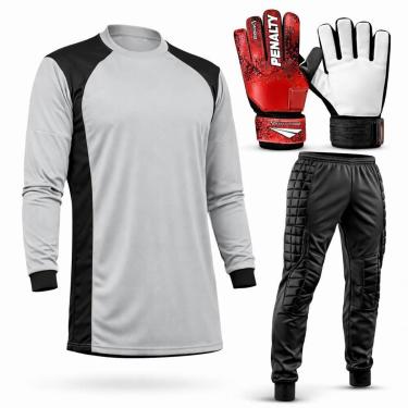 Imagem de Kit Goleiro Juvenil Camisa + Calça Acolchoada + Luva De Goleiro Penalty-Unissex