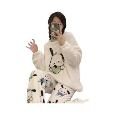Imagem de Pijamas De Inverno Para Meninas Com Estampa De Gato KT Em Flanela Cora