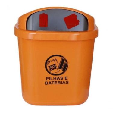 Imagem de Cesto para Descarte de Pilhas e Baterias ST3P 40L com Tampa Basculante para Coleta em Empresas