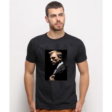 Imagem de Camiseta masculina Preta algodao Filme 007 James Bond Daniel Craig