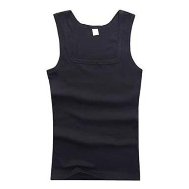 Imagem de Dressnu Colete masculino slim fit gola quadrada colete de algodão, Preto * 3, GG