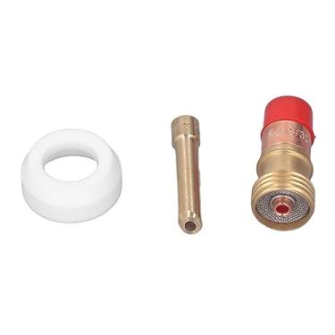Imagem de Lente de Gás de Arma de Solda TIG, Estável Portátil para Tocha de Solda Simples Tampa Frontal de PTFE Cobre Vermelho ABS WP17