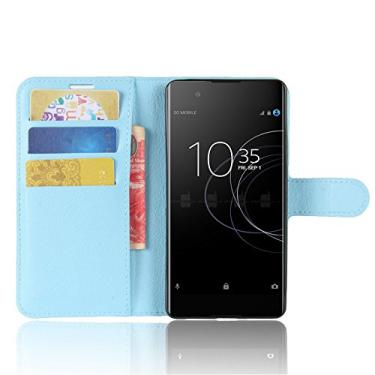 Imagem de Capa para SONY Xperia XA1 Plus, capa carteira flip de couro PU premium com compartimento para cartão, suporte e fecho magnético [capa interior à prova de choque de TPU] Compatível com SONY Xperia XA1