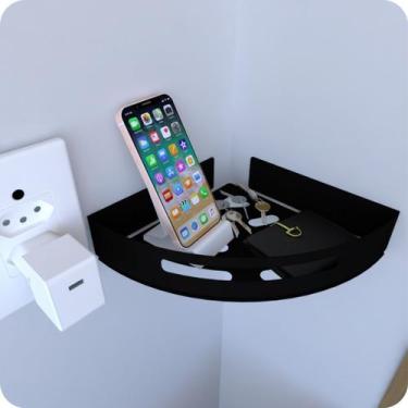 Imagem de Prateleira de Canto Para Quarto Inox Preto Fosco Multiuso - Homefull