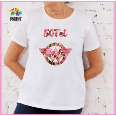 Imagem de Camiseta Adulto 50tei Mulher Maravilha Est. florida - Aniversário 50 a
