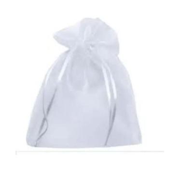 Imagem de 500 Saquinhos de Tule Organza 14X19 Branco Com fia Cetim - OKABOX
