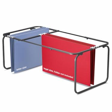 Imagem de TOPCJ Moldura de pasta de arquivo ajustável atualizada, tamanho legal/letra, comprimento ajustado 40,6 cm a 63,5 cm, inserção organizadora de gaveta de arquivo de aço resistente, suporte de pasta