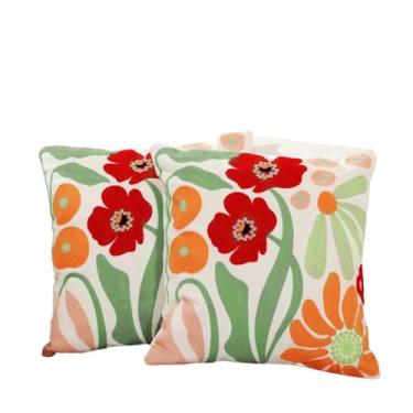 Imagem de Almofadas Decorativas de Luxo 45x45cm com Enchimento de Espuma - Para Cama, Sofá e Decoração - Nozinho Estampado com Detalhe de Gato(N1020-KIT2)