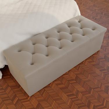 Imagem de Recamier Baú 140 cm Turquia Styllus com Strass - Veludo Nude