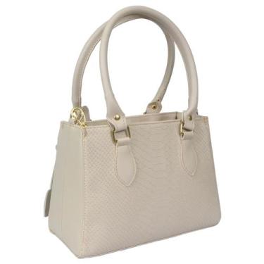 Imagem de Bolsa Feminina Média Transversal Tote croco - Manuela Marques , Bege