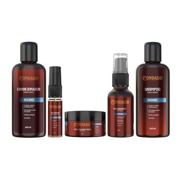 Imagem de Kit Presente Masculino Banho Premium Completo 5 em 1 Condado Shampoo Condicionador Óleo Creme Perfum (Oceano (Refrescante))