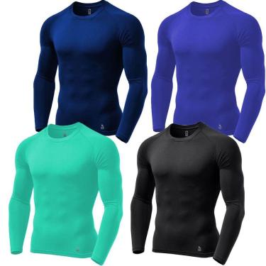 Imagem de Kit C/ 4 Camisas de Compressão Térmica Stigli Pro Proteção FPU 50+ Manga Longa