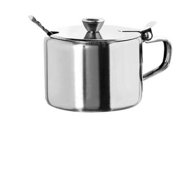 Imagem de Açucareiro Com Colher Aço Inox de Mesa Compacto Mini Açucareiro