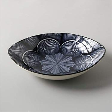 Imagem de Prato de serviço em estilo japonês, prato de cerâmica para uso doméstico, personalidade criativa, placa de jantar colorida, prato quadrado, 20 cm, prato de arroz (cor: P)