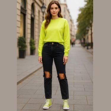 Imagem de Calça Jeans Feminina Skinny Destroyed Preta  Cintura Alta Malwee Taman