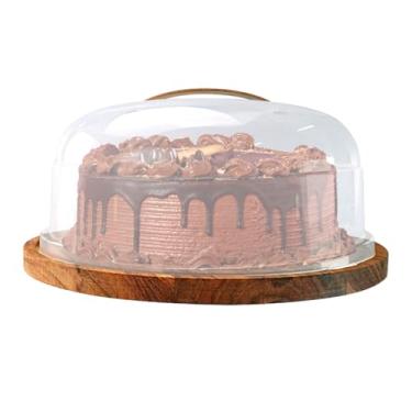 Imagem de Boleira Madeira Teca Com Tampa 27,9X27,9X12,5CM