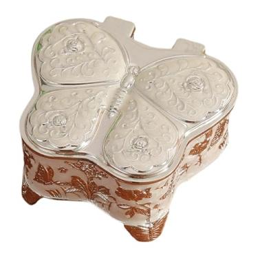 Imagem de FashionCha Caixa de Joias em Formato de Borboleta, Organizador de Joias, Decoração para Casa, Ornamento Criativo, Porta-bijuterias, Estojo para Colares, Prata
