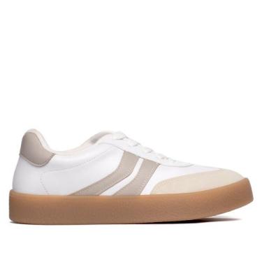 Imagem de Tênis Feminino Vizzano em Napa com Recortes Branco/bege, Branco, Bege,
