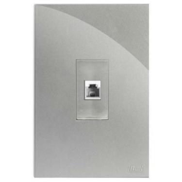 Imagem de Kit Rj45 Cat6 Internet Vertical 4X2 Brg11476-1Pr - Blux Recta Prata Gl