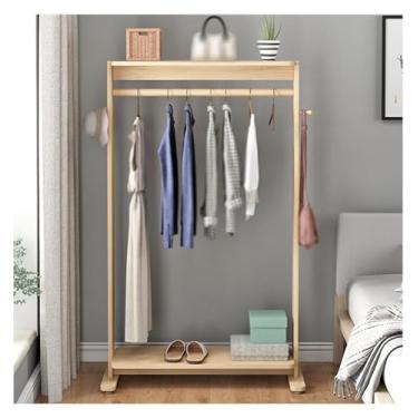 Imagem de Arara de roupas, cabide de madeira para casa moderna, cabide de roupas de chão, cabide multifuncional, armário de guarda-roupa, haste única, para pendurar roupas (80 cm)