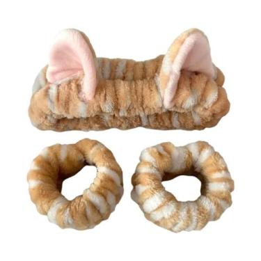 Imagem de Conjunto De 3 Faixas De Cabelo De Pelúcia Com Orelhas De Gato E Estamp