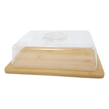 Imagem de Boleira Porta Frios De Bambu Com Cúpula Em Acrílico