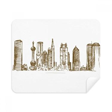 Imagem de Pano de limpeza de tela de telefone Shanghai China Landmark Sketch 2 peças tecido de camurça