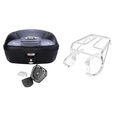 Imagem de Kit Bau 45L Monolock Givi E450nt + Bagageiro Cromado Cg 1995 Até 1999 Projetil 3667