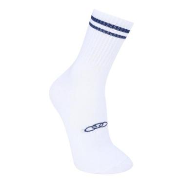 Imagem de Meia Olympikus Cano Longo Confy Masculina, Branco, Marinho, 39/44