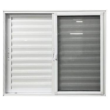 Imagem de Janela De Alumínio Veneziana 3 Folhas Com Tela Mosquiteira 120x150 Branco