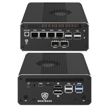 Imagem de MOGINSOK MGNAS14 Micro Firewall Appliance 10Gbe Router com Intel 14ª geração Core Ultra 7 155H, Mini PC AI com 2x10Gbe SFP+ 2xDDR5 RAM M.2 PCIe 4.0 SSD USB4 suporta Pfsense|OPNsense|Openwrt|Windows